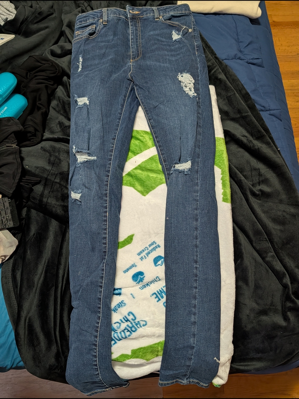 Slim Distressed Skinny Jeans - Dark Blue